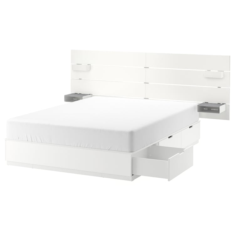 NORDLI bed with headboard and storage, white, King IKEA