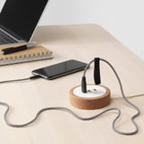 NORDMÄRKE USB charger, white/cork