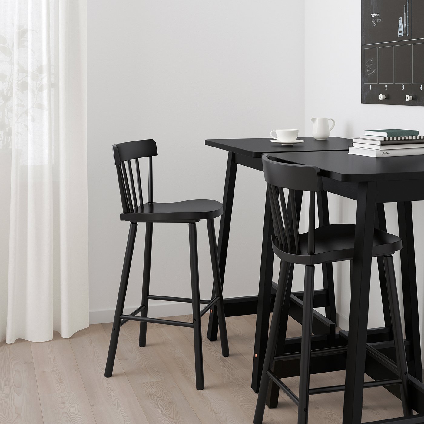 NORRARYD bar stool with backrest, black, 291/8" - IKEA