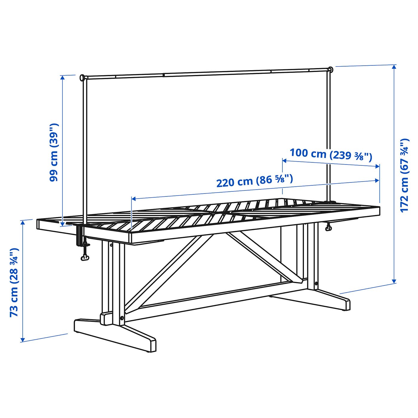 NORRMANSÖ / HELGEÖ table with decorating rod, outdoor acacia/black