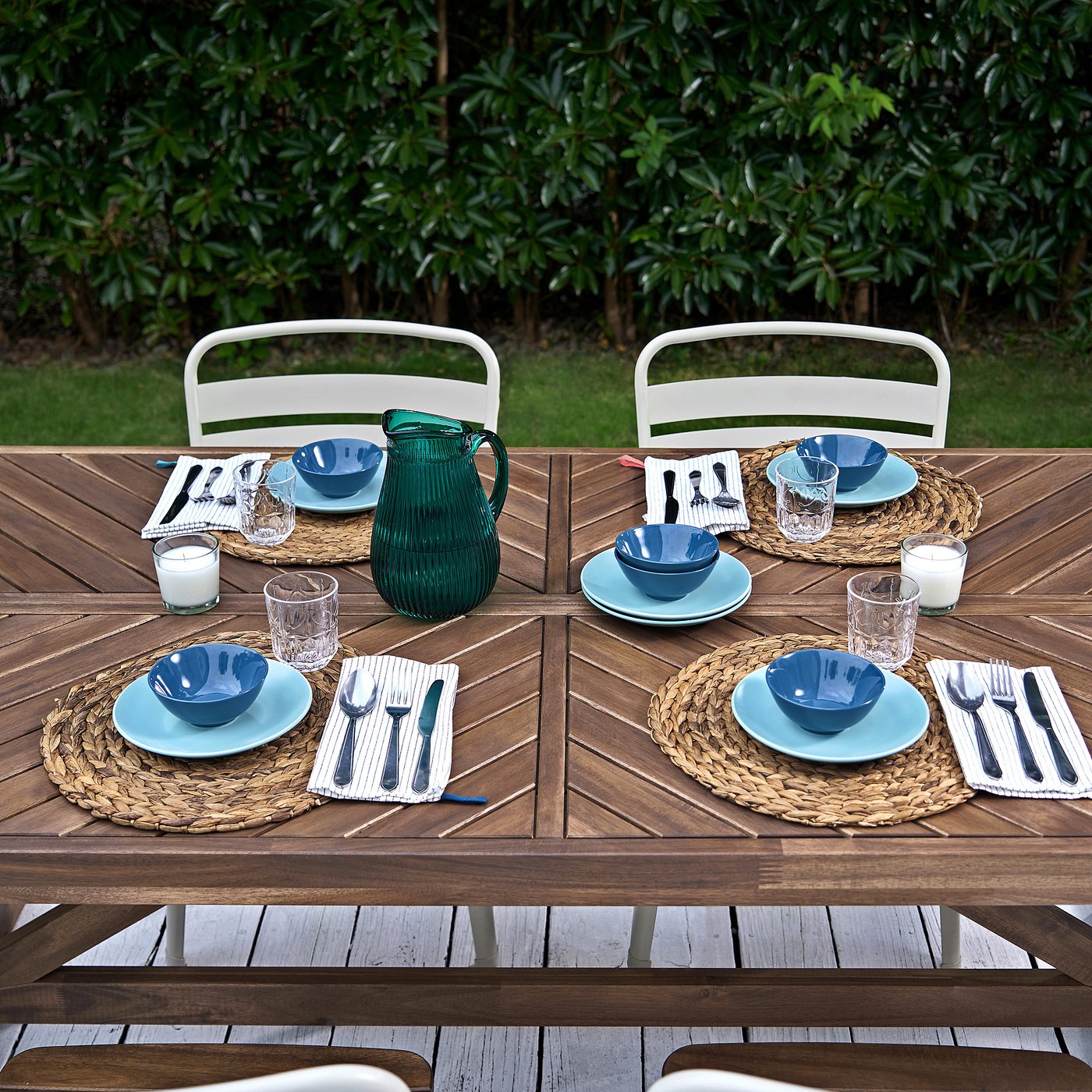 Table+6 chairs, outdoor, acacia/beige acacia 3