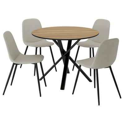NORRMJÖLE / NORDMANSSKÄR Table and 4 chairs, oak effect black/black Tonerud grey, 41 3/8 "