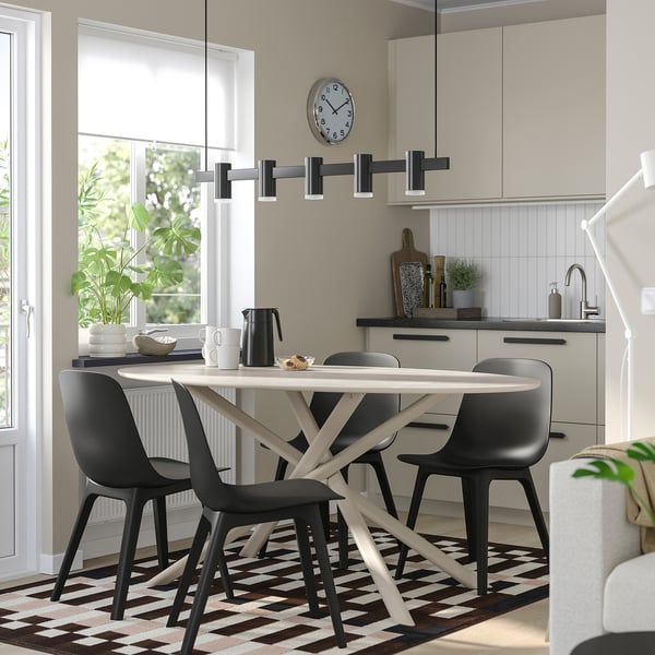 NORRMJÖLE / ODGER Table and 4 chairs, marble effect beige/anthracite, 66 7/8x38 1/4 "