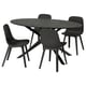 NORRMJÖLE / ODGER Table and 4 chairs, marble effect black/anthracite, 66 7/8x38 1/4 "