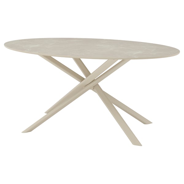 NORRMJÖLE Table, beige marble effect/beige, 66 7/8x38 1/4 "