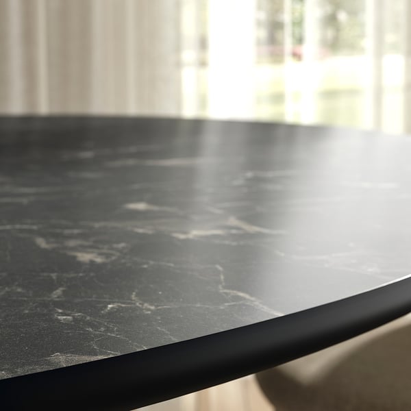 NORRMJÖLE Table, black marble effect/black, 66 7/8x38 1/4 "