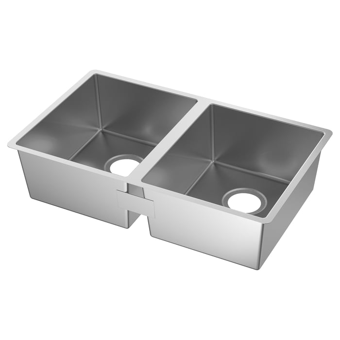 NORRSJÖN Double bowl dual mount sink, stainless steel IKEA