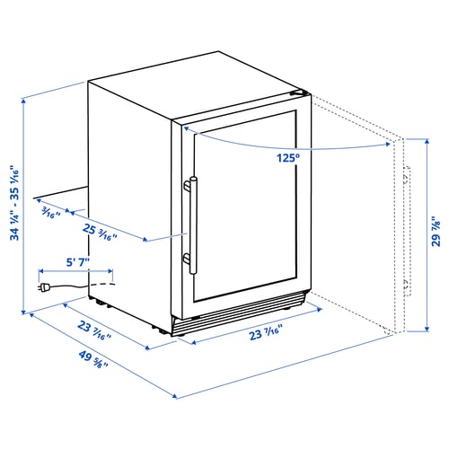 Illustration with measurements for the product: NUMRERAD.