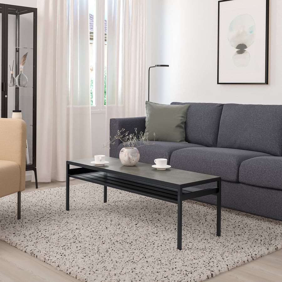 NYBODA Coffee table w reversible table top, dark gray concrete effect