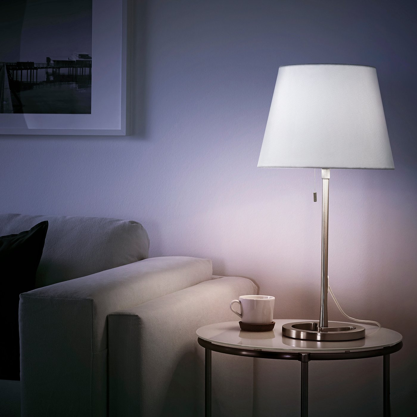 NYFORS Table lamp with LED bulb, nickel plated white IKEA