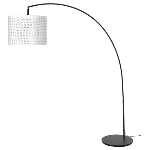 NYMÖ / SKAFTET floor lamp, arched, white/brass color IKEA