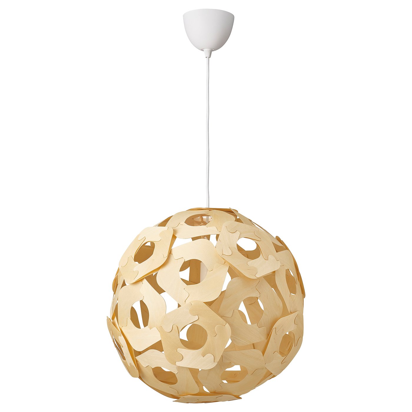ÖDLEBLAD / SUNNEBY pendant lamp, birch veneer/white, 187/8