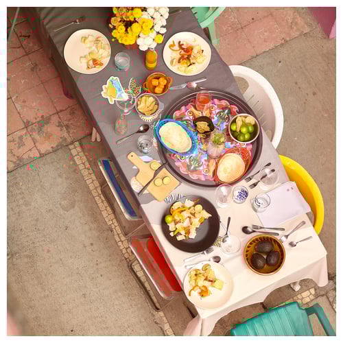 ÖMSESIDIG Tablecloth, white/gray, 57x94" IKEA