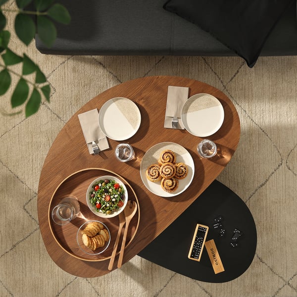 ÖRTRÄSK Nesting tables, set of 2, brown/black ash veneer