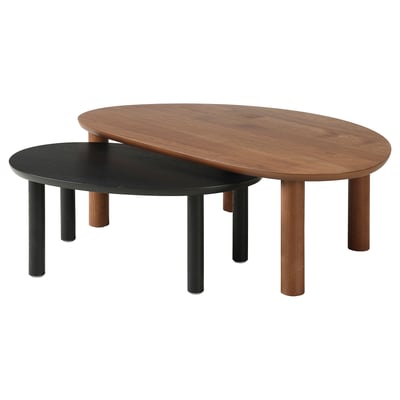 ÖRTRÄSK Nesting tables, set of 2, brown/black ash veneer