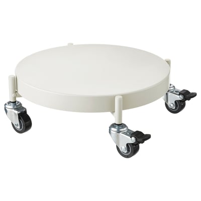 OLIVBLAD Plant stand on wheels, indoor/outdoor/off-white, 12 ½ "