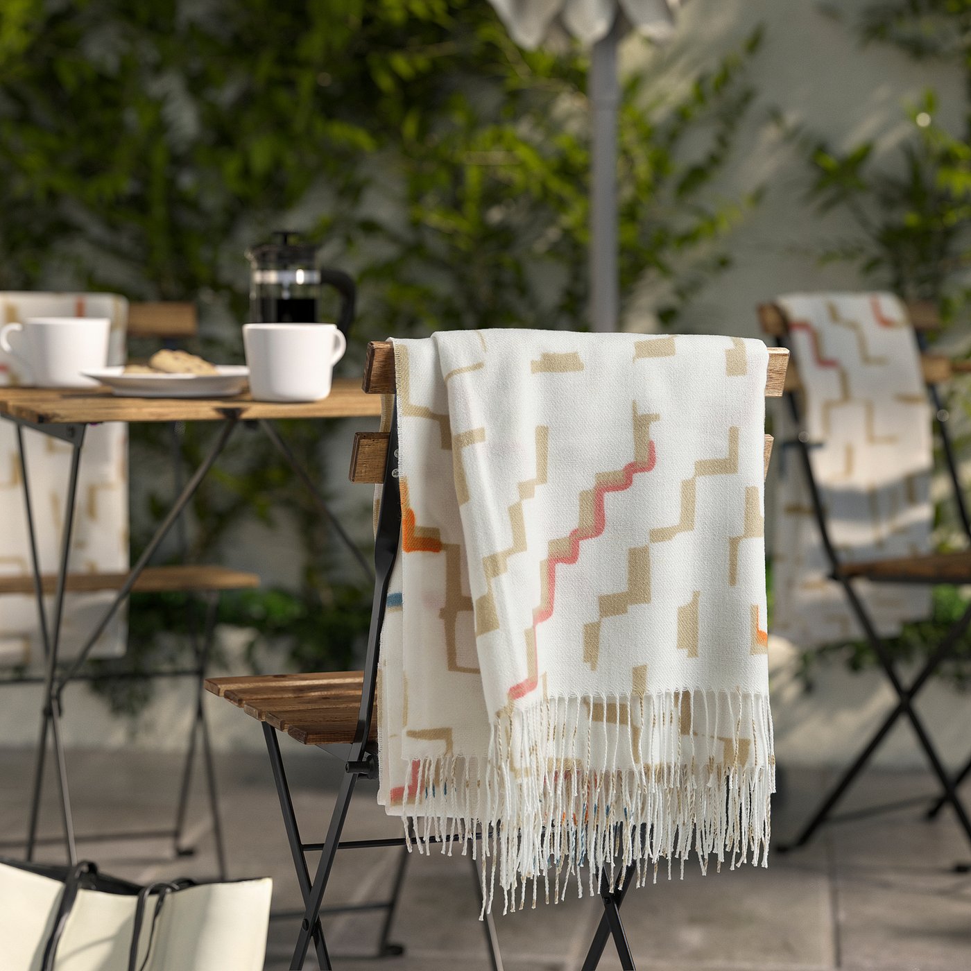 OLIVSPINNMAL throw, off-white/multicolor, 47x63