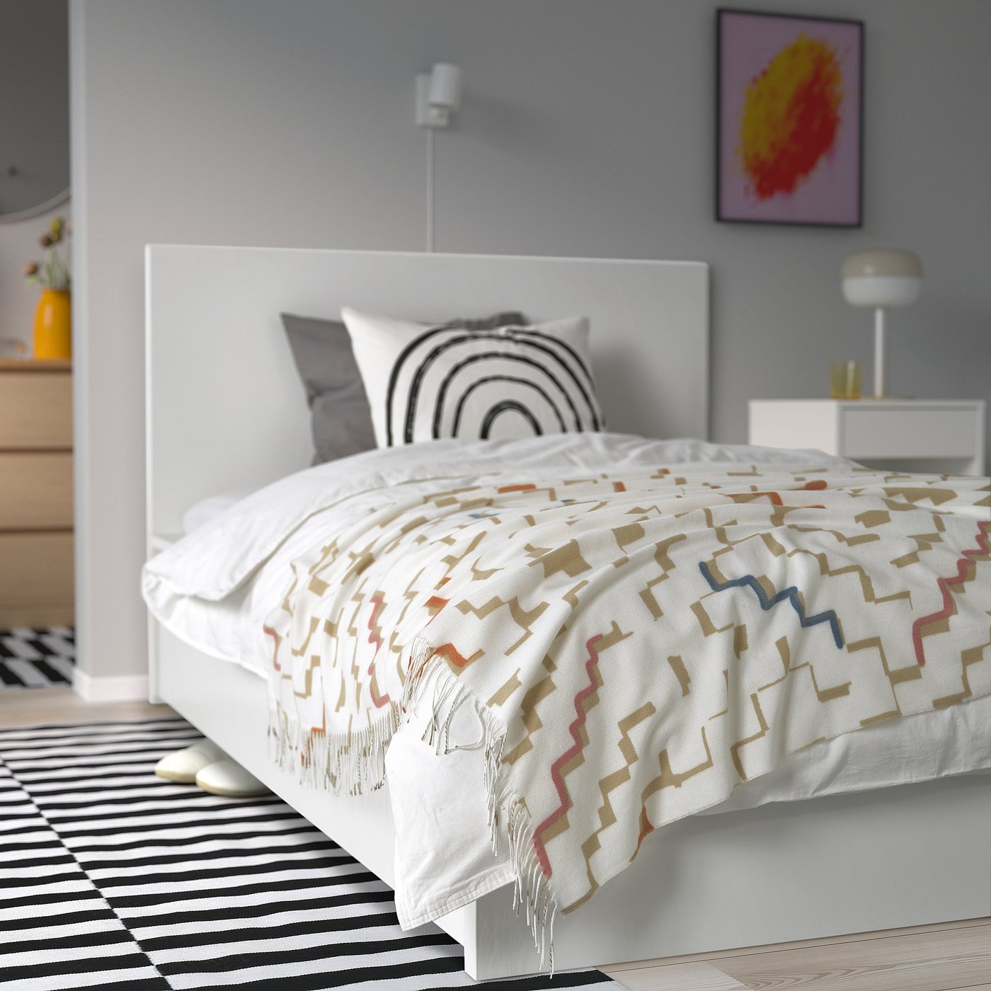 OLIVSPINNMAL throw, off-white/multicolor, 47x63