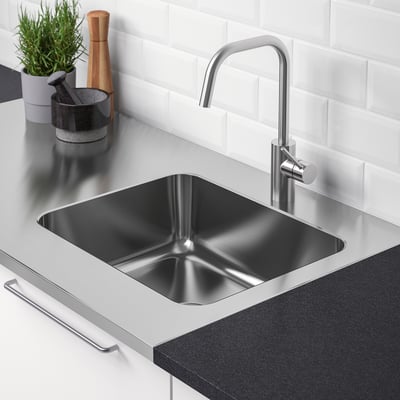 OLOFSJÖN Countertop with 1 integrated sink, stainless steel, 48x25 5/8 "