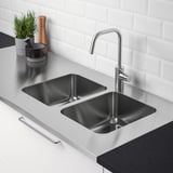 OLOFSJÖN Countertop with 2 integrated sinks, stainless steel, 60x25 5/8 "