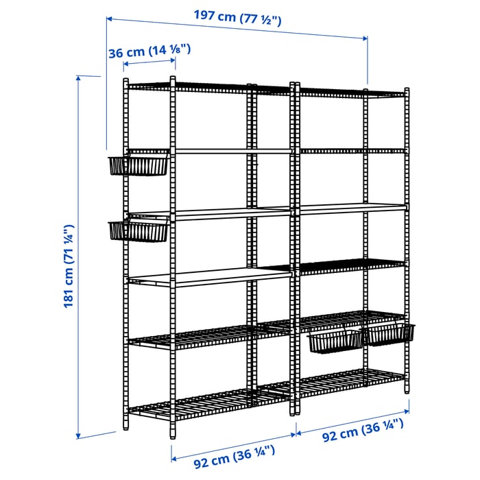 OMAR 2 section shelving unit, bamboo, 771/2x141/8x711/4" IKEA
