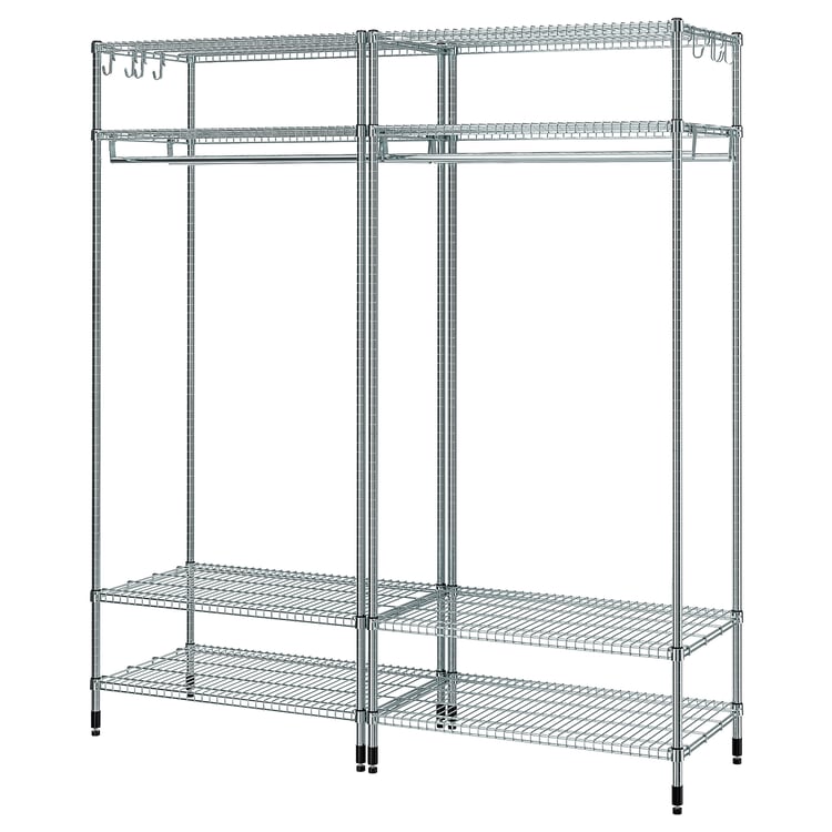 Shelving Unit Rails OMAR shelving unit with clothes rail, galvanized, 731/4x195/8x791/8