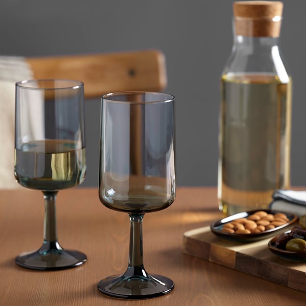 OMBONAD Wine glass, gray, 14 oz