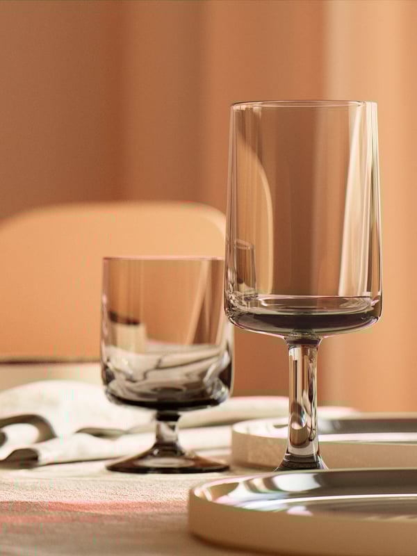 OMBONAD Wine glass, gray, 14 oz