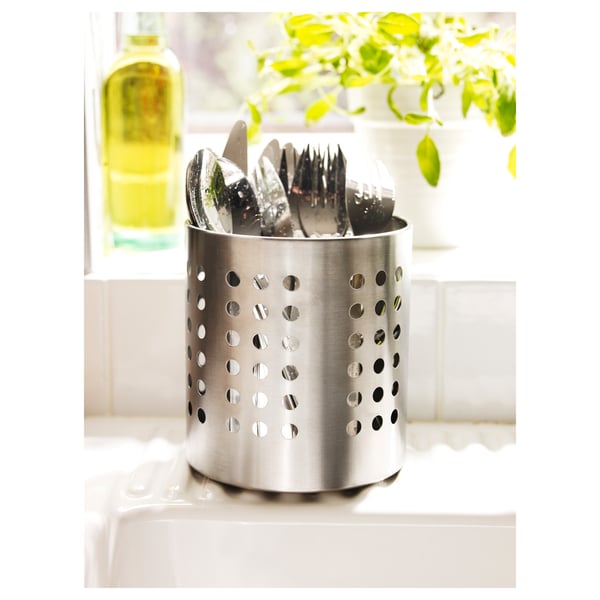 ORDNING Utensil holder, stainless steel, Height 5 3/8" Diameter 4 3/4