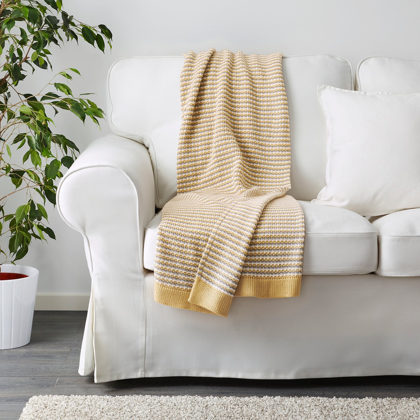 ORMHASSEL Throw yellow, gray IKEA