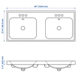 ORRSJÖN Double sink, white centerset, 49x21 3/4 "
