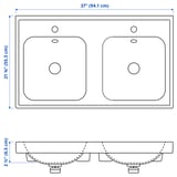 ORRSJÖN Double sink, white, 37x21 3/4 "