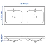 ORRSJÖN Double sink, white, 49x21 3/4 "