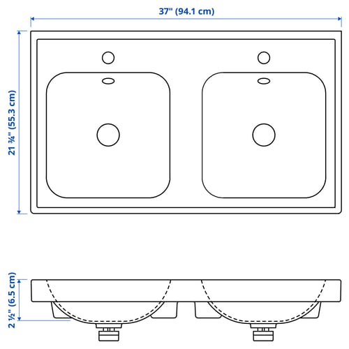 Illustration with measurements for the product: ORRSJÖN.