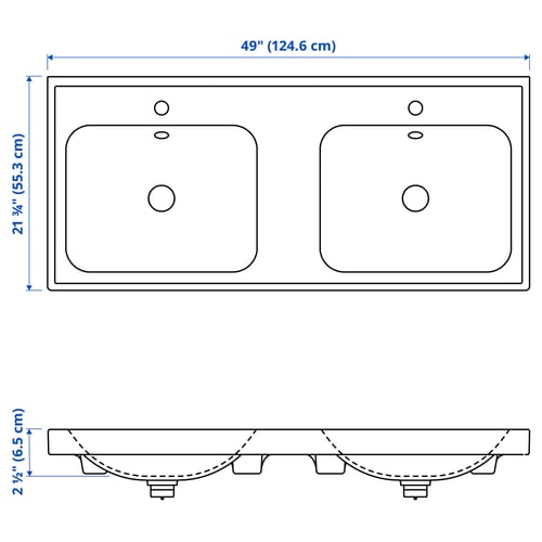 Illustration with measurements for the product: ORRSJÖN.
