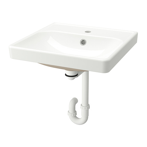 ORRSJÖN Semi-recessed sink with water trap, white, 20x19 5/8 "