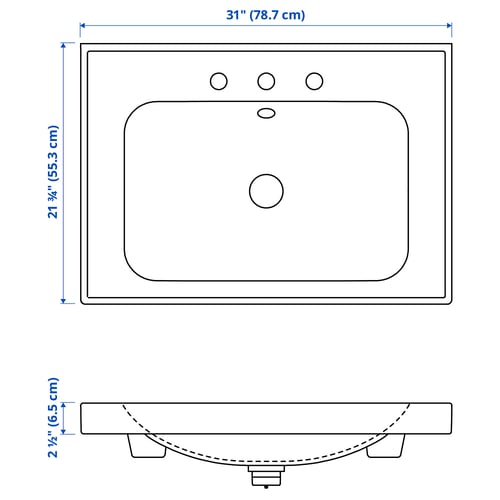Illustration with measurements for the product: ORRSJÖN.