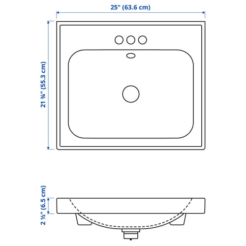 Illustration with measurements for the product: ORRSJÖN.