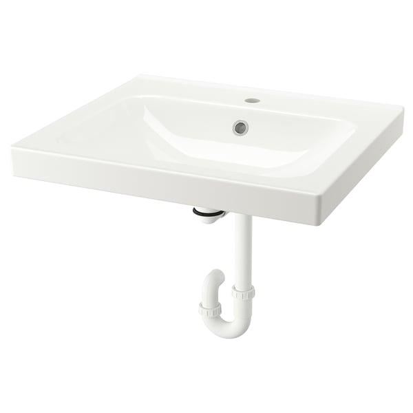 ORRSJÖN Sink with water trap, white, 25x21 3/4 "