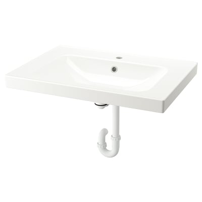 ORRSJÖN Sink with water trap, white, 31x21 3/4 "