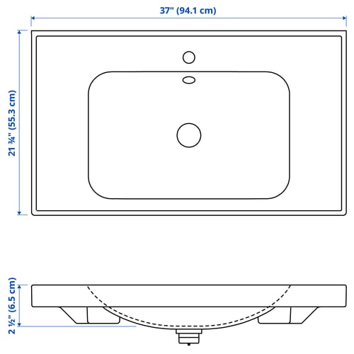 Illustration with measurements for the product: ORRSJÖN.