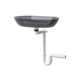 OXMYREN Countertop sink, glass/dark gray, 22x13 ¾ "