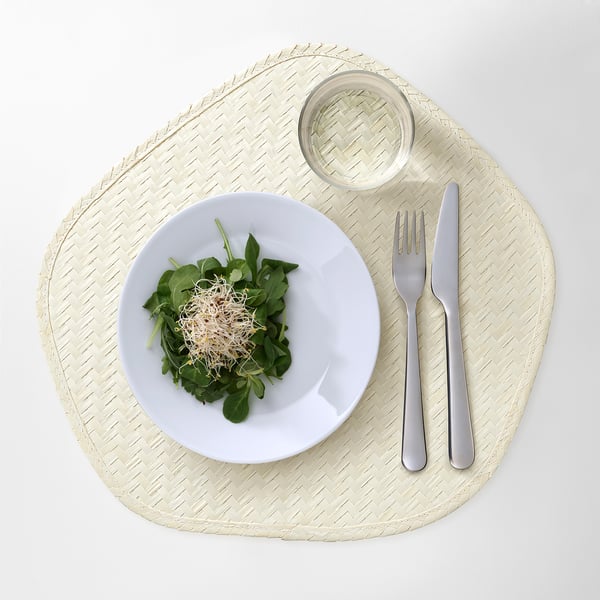 PADDFISK Placemat, palm leaf handmade, 15x14 "