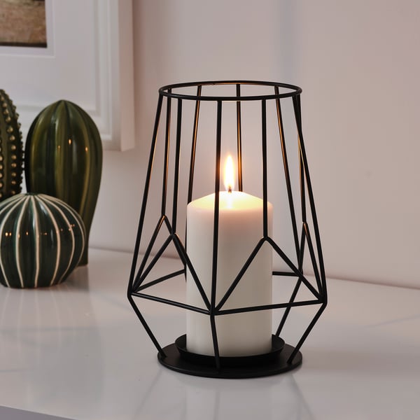PÄRLBAND Block candle holder, black, 8 "