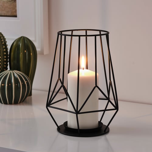 PÄRLBAND block candle holder, black, 8" IKEA