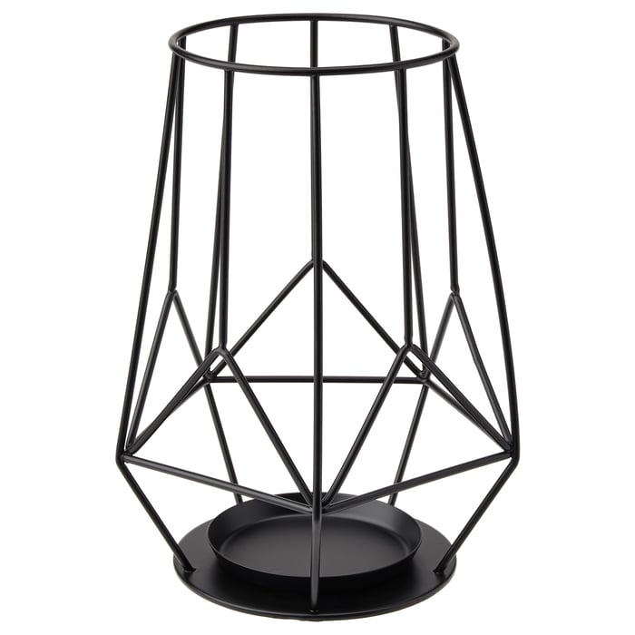 PÄRLBAND block candle holder, black, 8" IKEA