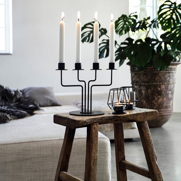 PÄRLBAND Tealight holder, black, 4 "