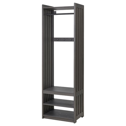 PANGET coat rack with shoe storage unit, dark gray/stained, 233/8x16x75" IKEA