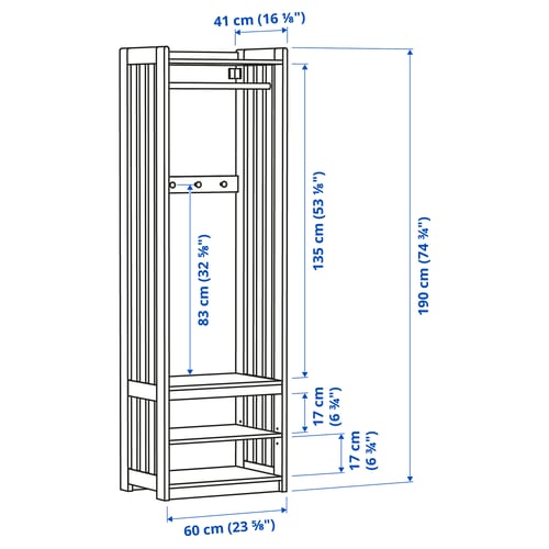 Illustration with measurements for the product: PANGET.