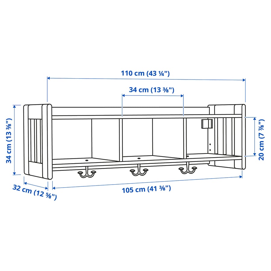 PANGET hat and coat rack, dark gray/stained, 431/4" IKEA